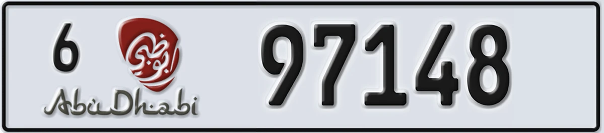 UAE License Plate Abu Dhabi 6 97148