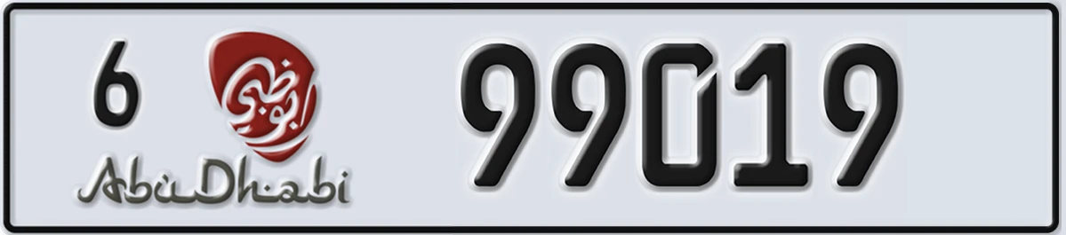UAE License Plate Abu Dhabi 6 99019