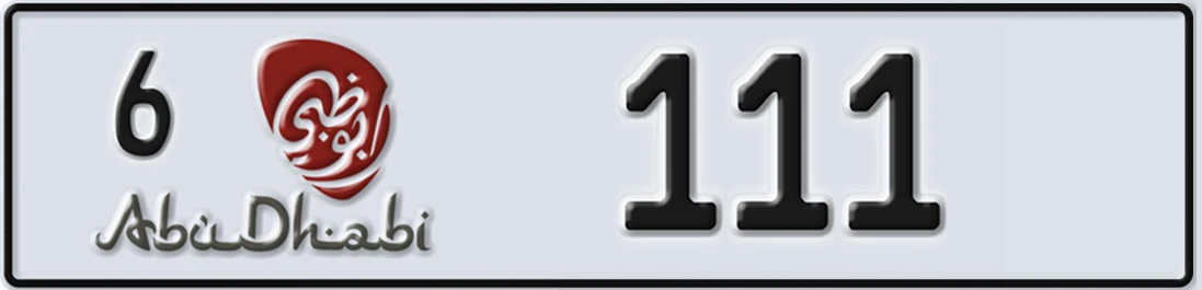 UAE License Plate Abu Dhabi 6 X111