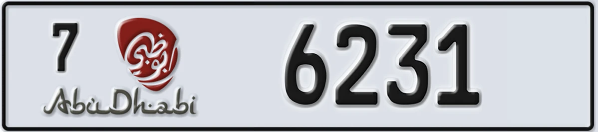 UAE License Plate Abu Dhabi 7 6231