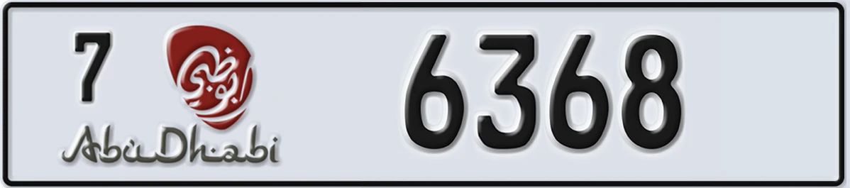 UAE License Plate Abu Dhabi 7 6368