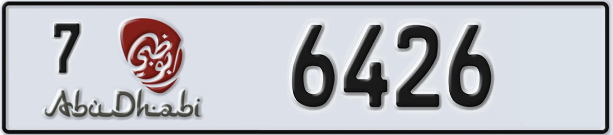 UAE License Plate Abu Dhabi 7 6426