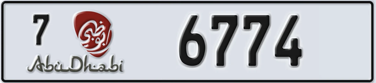 UAE License Plate Abu Dhabi 7 6774