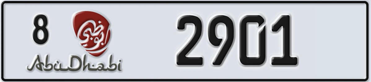 UAE License Plate Abu Dhabi 8 2901