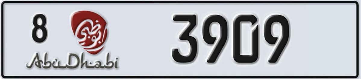 UAE License Plate Abu Dhabi 8 3909