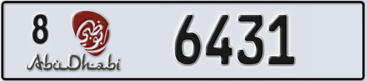 UAE License Plate Abu Dhabi 8 6431