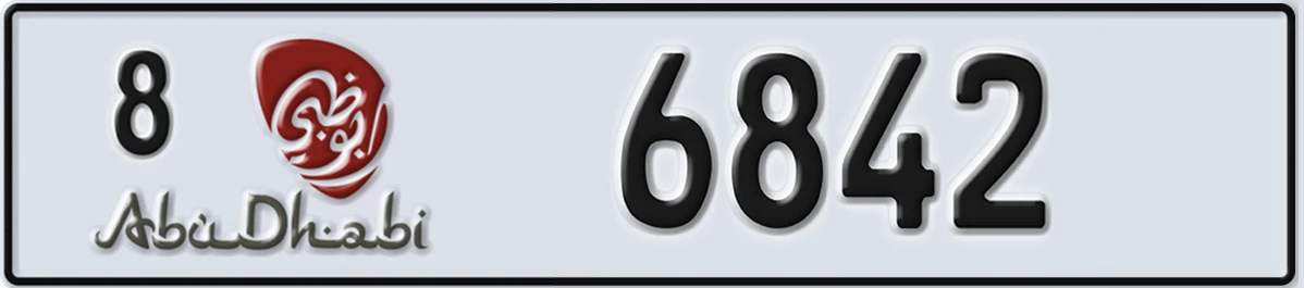 UAE License Plate Abu Dhabi 8 6842