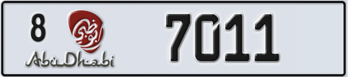 UAE License Plate Abu Dhabi 8 7011