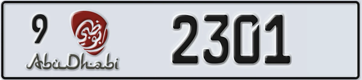 UAE License Plate Abu Dhabi 9 2301
