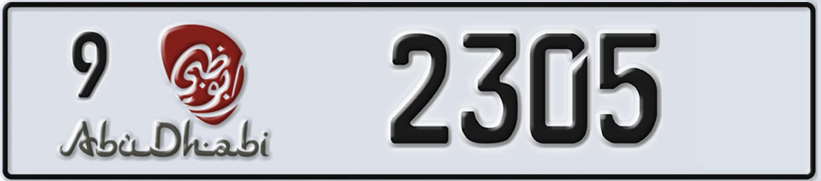 UAE License Plate Abu Dhabi 9 2305