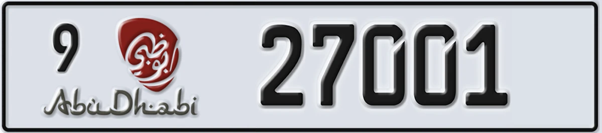 UAE License Plate Abu Dhabi 9 27001