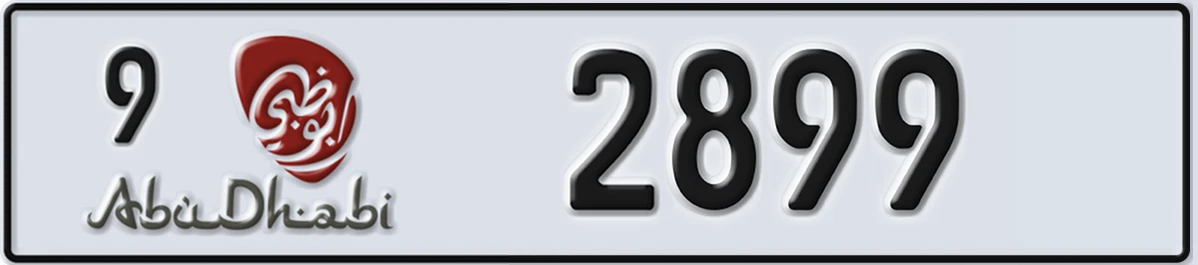 UAE License Plate Abu Dhabi 9 2899