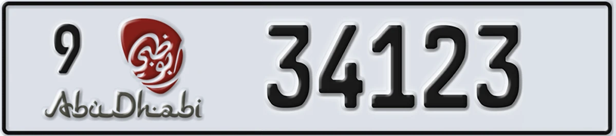 UAE License Plate Abu Dhabi 9 34123