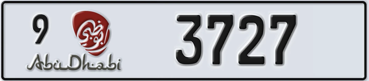UAE License Plate Abu Dhabi 9 3727