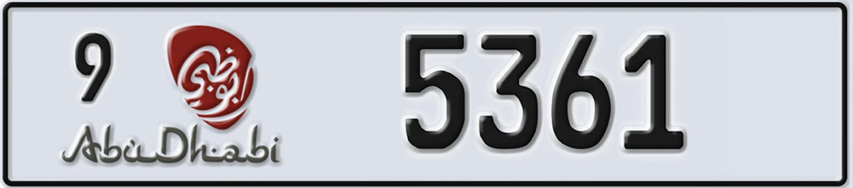 UAE License Plate Abu Dhabi 9 5361
