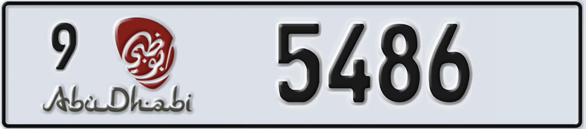 UAE License Plate Abu Dhabi 9 5486