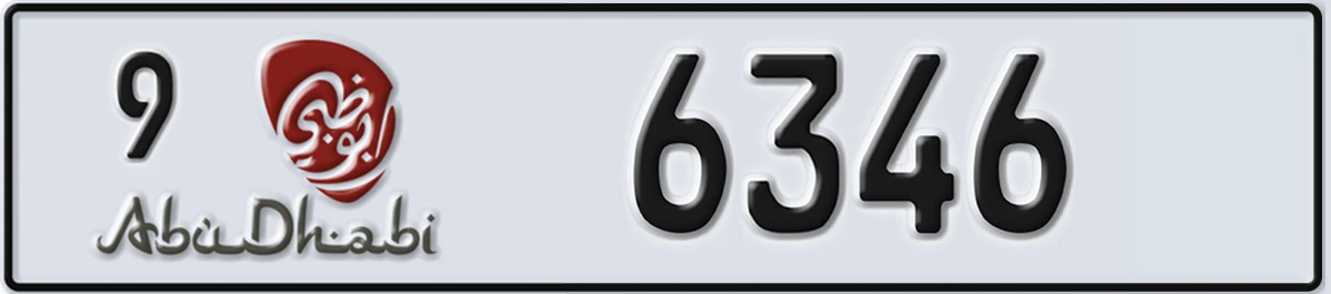 UAE License Plate Abu Dhabi 9 6346