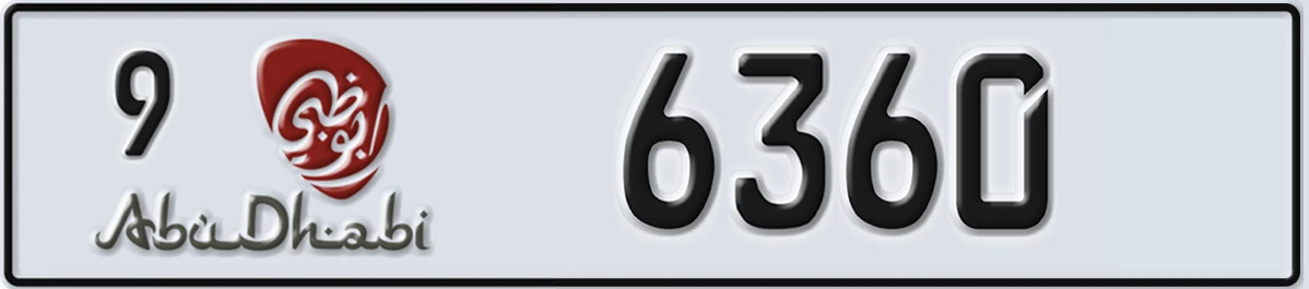 UAE License Plate Abu Dhabi 9 6360