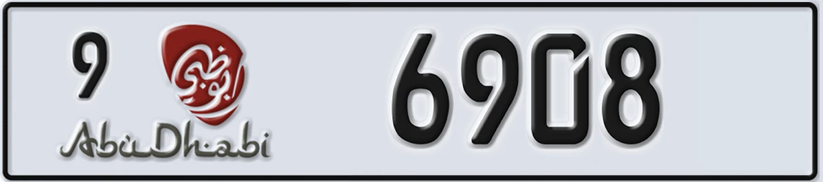 UAE License Plate Abu Dhabi 9 6908