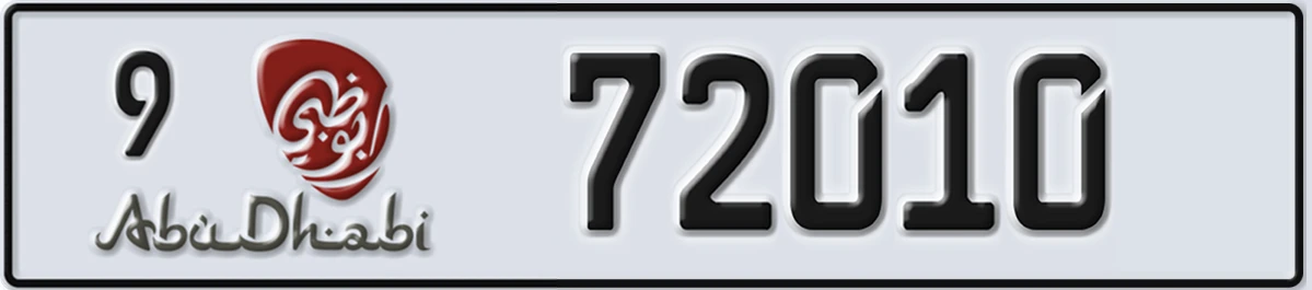 UAE License Plate Abu Dhabi 9 72010