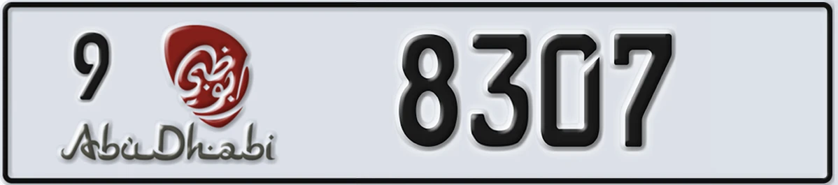 UAE License Plate Abu Dhabi 9 8307