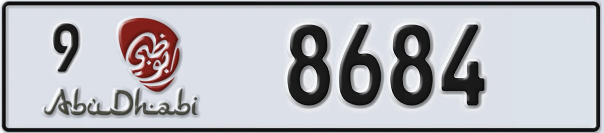 UAE License Plate Abu Dhabi 9 8684