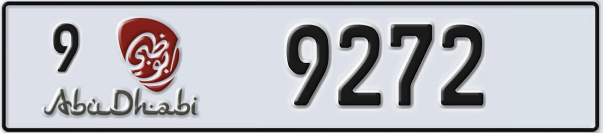 UAE License Plate Abu Dhabi 9 9272