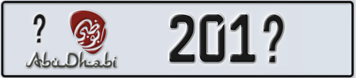 UAE License Plate Abu Dhabi @ 201X