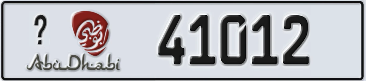 UAE License Plate Abu Dhabi X 41012