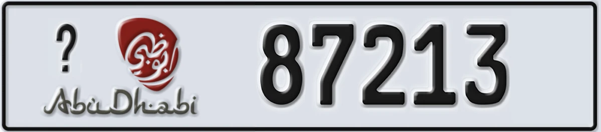 UAE License Plate Abu Dhabi X 87213