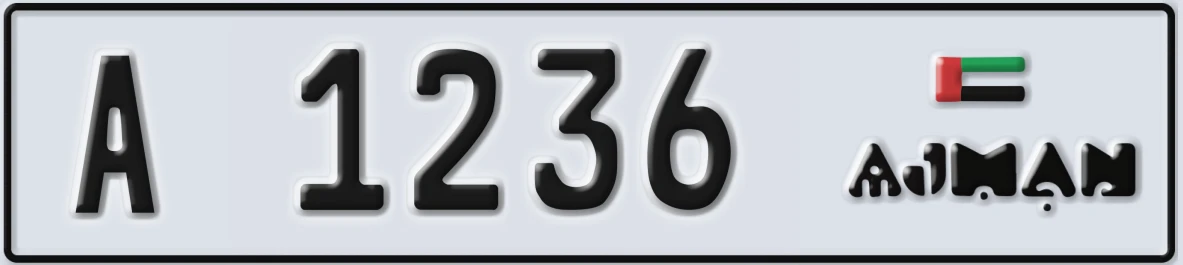 UAE License Plate Ajman A 1236