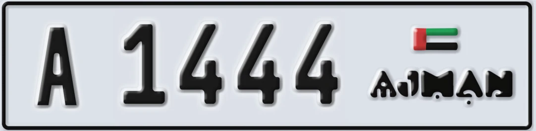 UAE License Plate Ajman A 1444X