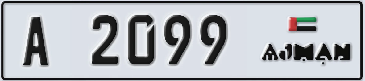 UAE License Plate Ajman A 2099