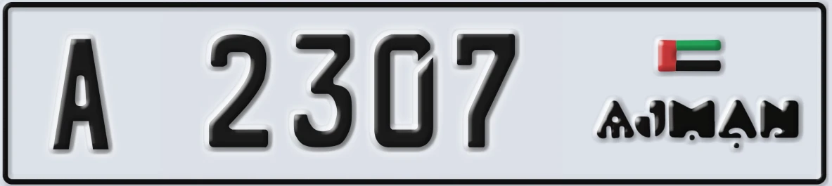UAE License Plate Ajman A 2307