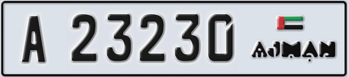 UAE License Plate Ajman A 23230