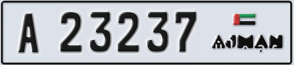 UAE License Plate Ajman A 23237