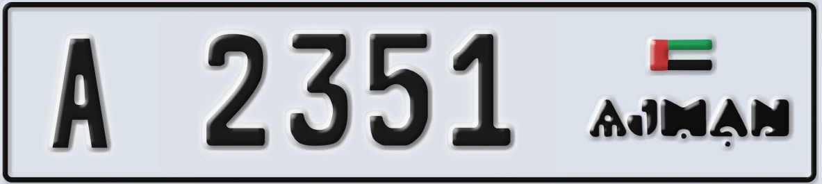 UAE License Plate Ajman A 2351
