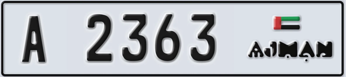 UAE License Plate Ajman A 2363