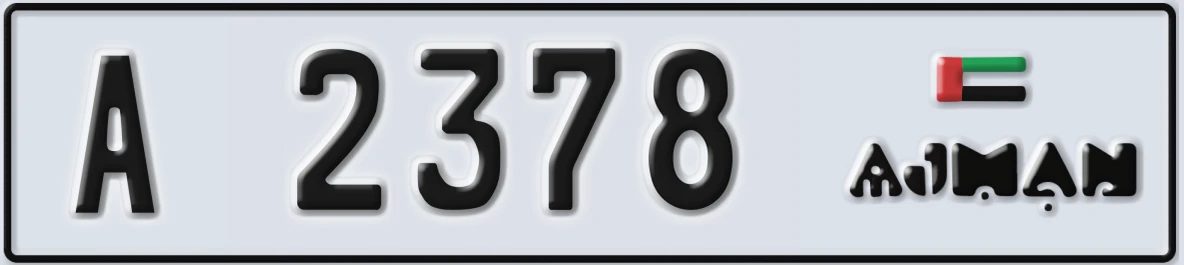 UAE License Plate Ajman A 2378