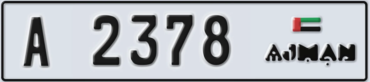 UAE License Plate Ajman A 2378