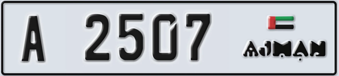 UAE License Plate Ajman A 2507