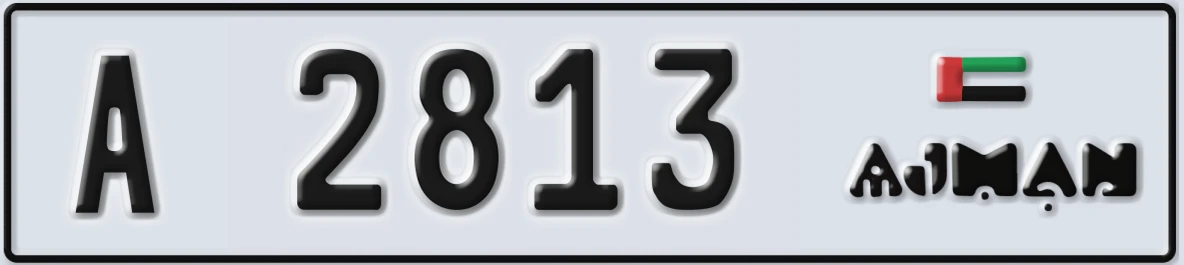 UAE License Plate Ajman A 2813
