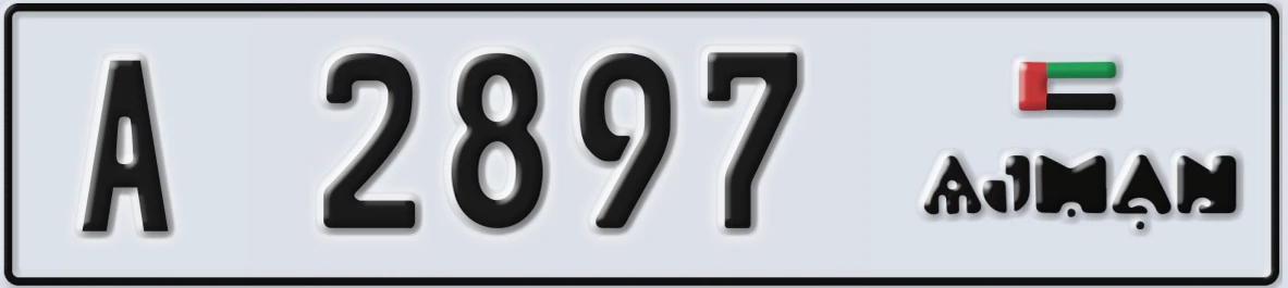 UAE License Plate Ajman A 2897