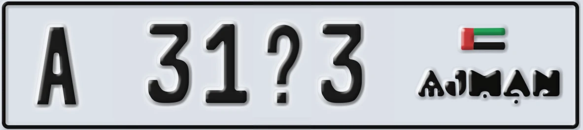 UAE License Plate Ajman A 31X3