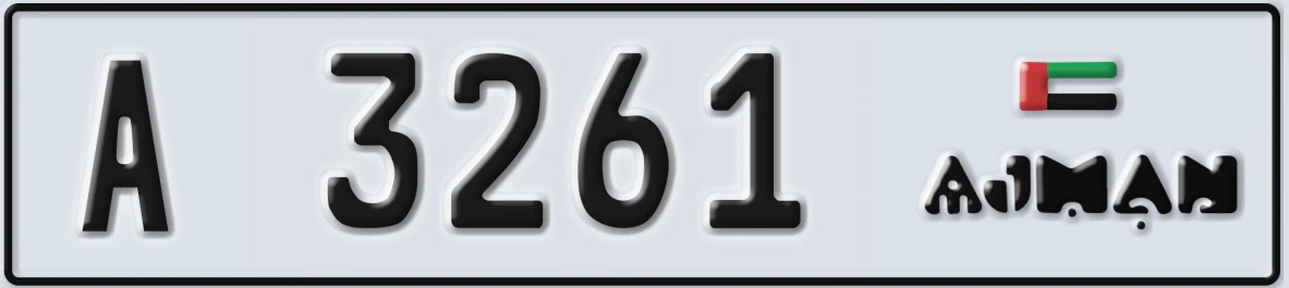 UAE License Plate Ajman A 3261