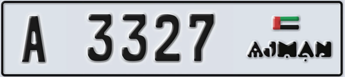 UAE License Plate Ajman A 3327