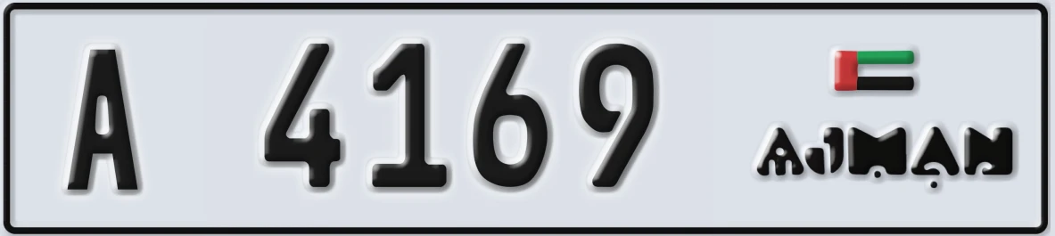 UAE License Plate Ajman A 4169