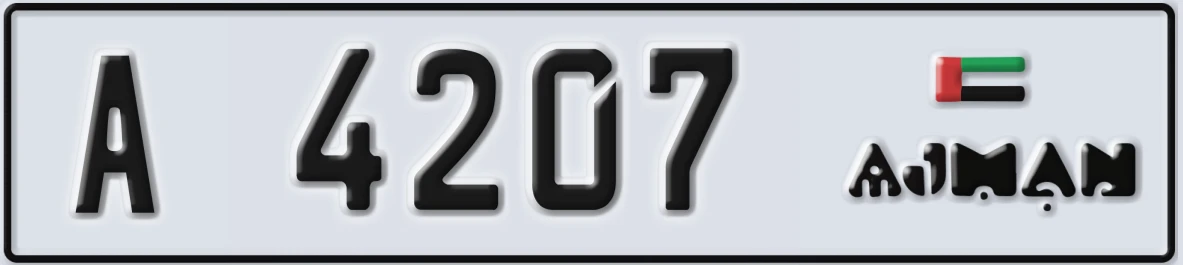 UAE License Plate Ajman A 4207