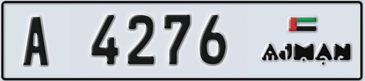 UAE License Plate Ajman A 4276