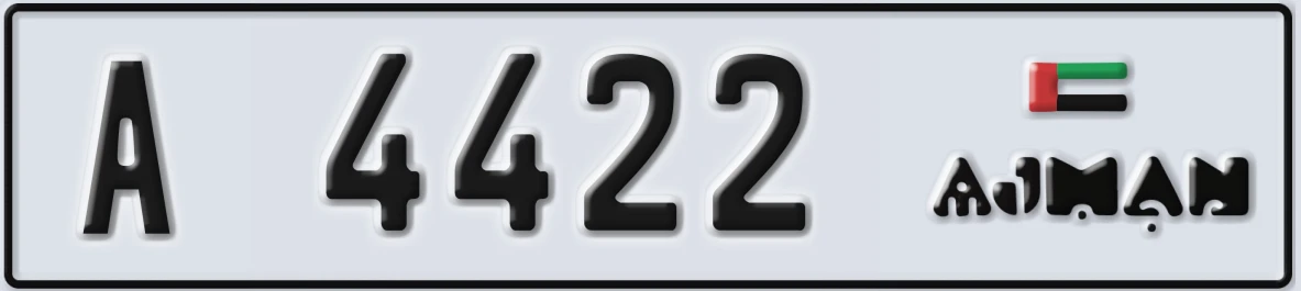 UAE License Plate Ajman A 4422